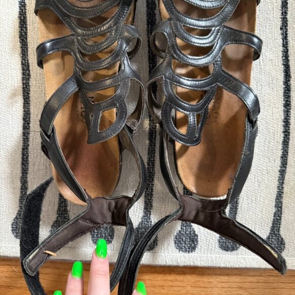 Naot Womens Sara Black Leather Gladiator Sandals Shoes Size 11 - Picture 3 of 6